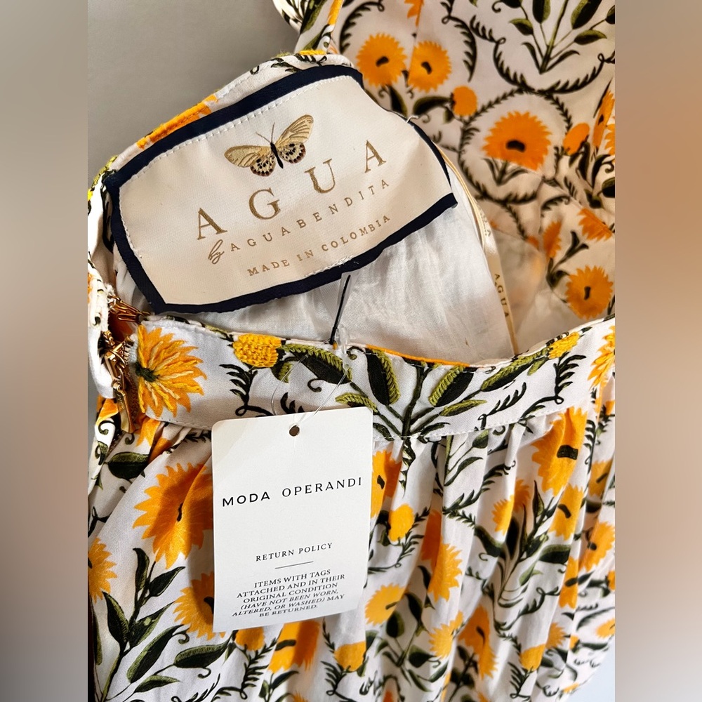 Agua by Agua Bendita Naranja Mimosa Halter Yellow Floral Maxi Dress Size S - Picture 11 of 12